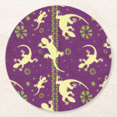 Ethnic Pattern Paars Green Gecko Lizard Print Ronde Kartonnen Onderzetter (Voorkant)