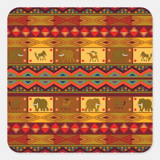Ethnic Pattern Tribal Square Sticker (Voorkant)