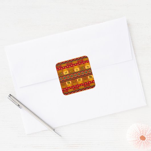 Ethnic Pattern Tribal Square Sticker