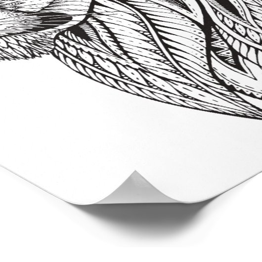 Ethnic Patterned Lion Head 2 Poster (Hoek)