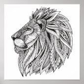 Ethnic Patterned Lion Head 2 Poster (Voorkant)