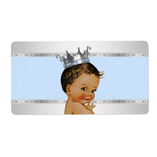Ethnic Prince Baby shower Waterflesetiket Etiket (Voorkant)