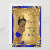 Ethnic Prince Boy Baby shower Gold Blue Floral Kaart (Voorkant)