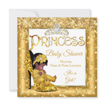 Ethnic Princess Baby shower Gold High Heel Glitter