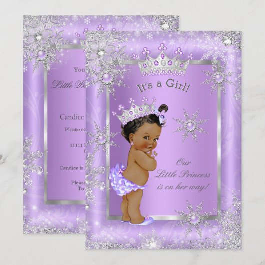 Ethnic Princess Baby shower Paars Wonderland Kaart (Voorkant / Achterkant)