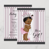 Ethnic Princess Baby shower Pink Pearl Kaart (Voorkant / Achterkant)