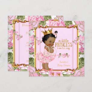 Ethnic Princess Baby shower Pink Rose Floral Kaart