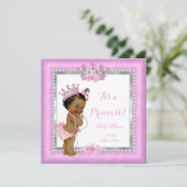 Ethnic Princess Baby shower Pink Silver Pearl Kaart (Staand voorkant)