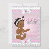 Ethnic Princess Baby shower Pink White Pearls Bows Kaart (Voorkant)