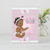 Ethnic Princess Baby shower Pink White Pearls Bows Kaart (Staand voorkant)