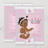 Ethnic Princess Baby shower Pink White Pearls Bows Kaart (Voorkant / Achterkant)