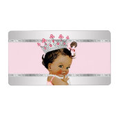 Ethnic Princess Baby shower Waterflesetiket Etiket (Voorkant)