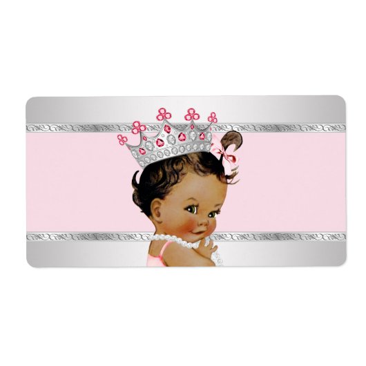 Ethnic Princess Baby shower Waterflesetiket Etiket (Voorkant)