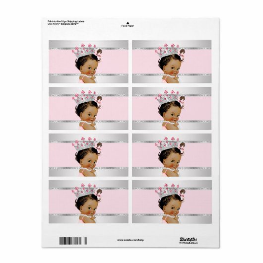 Ethnic Princess Baby shower Waterflesetiket Etiket (Full Sheet)
