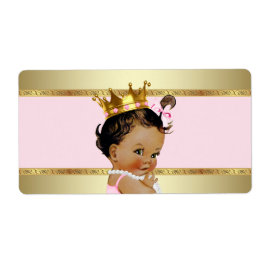 Ethnic Princess Baby shower Waterflesetiket Etiket