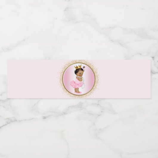 Ethnic Princess Baby shower Waterflesetiketten Waterfles Etiket (Enkel label)