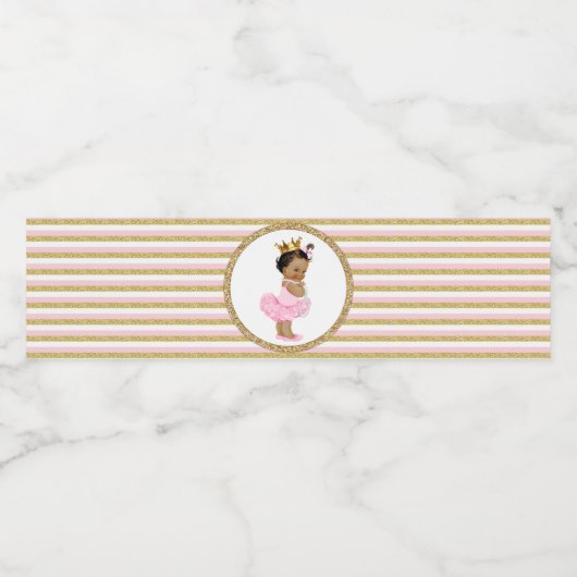 Ethnic Princess Baby shower Waterflesetiketten Waterfles Etiket (Enkel label)