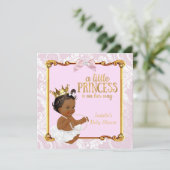 Ethnic Princess Baby shower White Pink Gold Kaart (Staand voorkant)