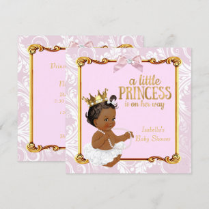 Ethnic Princess Baby shower White Pink Gold Kaart