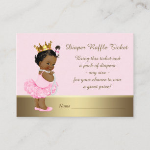 Ethnic Princess Ballerina Diaper Raffle Ticket Informatiekaartje