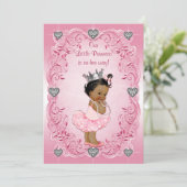 Ethnic Princess Ballerina Silver Heart Baby shower Kaart (Staand voorkant)