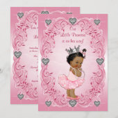 Ethnic Princess Ballerina Silver Heart Baby shower Kaart (Voorkant / Achterkant)