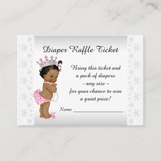 Ethnic Princess Diaper Raffle Ticket Informatiekaartje (Voorkant)