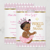 Ethnic Princess Girl Baby shower Pink Gold Tutu Kaart (Voorkant / Achterkant)