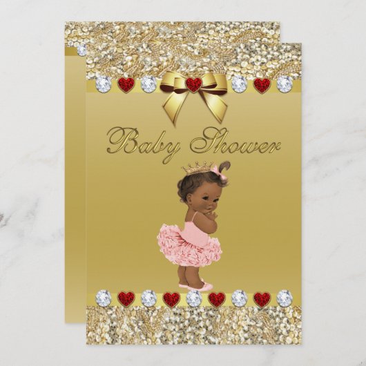 Ethnic Princess Gold Faux Sequins en Bow Kaart (Voorkant / Achterkant)