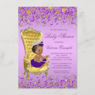 Ethnic Princess Lavender Gold Baby shower Kaart