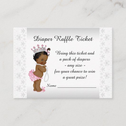 Ethnic Princess Pearls Diaper Raffle Ticket Informatiekaartje (Voorkant)