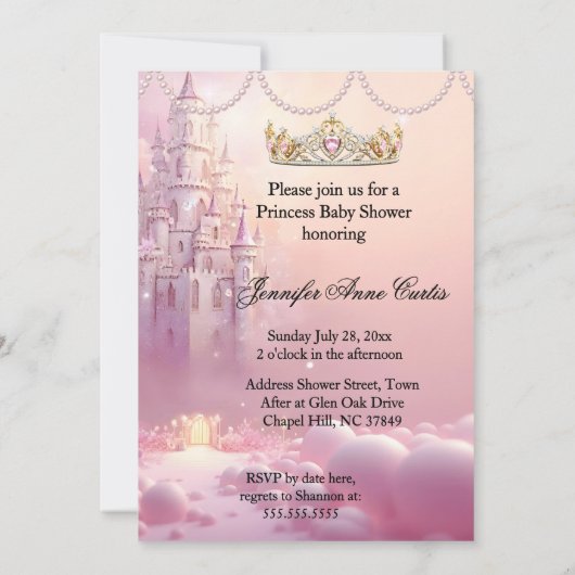 Ethnic Princess Pink Baby Shower unicorn castle Kaart (Achterkant)