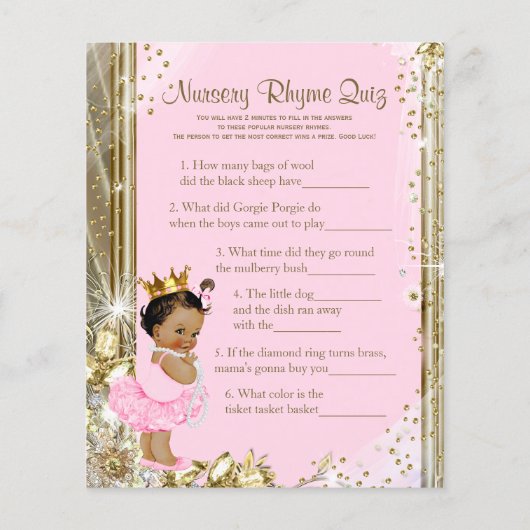 Ethnic Princess Tutu Baby shower Games (Achterkant)