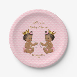 Ethnic Princess Twins Quilted Pink Baby shower Papieren Bordje