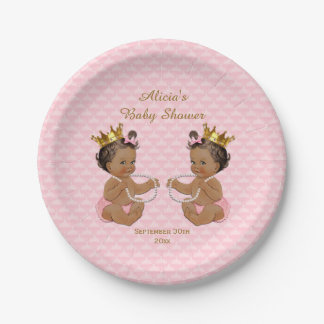 Ethnic Princess Twins Quilted Pink Baby shower Papieren Bordje