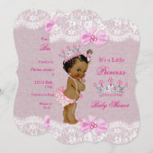 Ethnic Prinses Baby shower Girl Pink Burlap Lace Kaart (Voorkant / Achterkant)