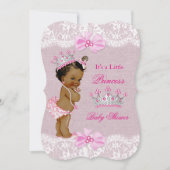 Ethnic Prinses Baby shower Girl Pink Burlap Lace Kaart (Voorkant)
