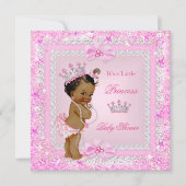 Ethnic Prinses Baby shower Pink Glitter Tiara Kaart (Voorkant)