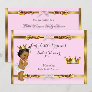 Ethnic Prinses Baby shower Pink Gold Girl Kaart