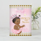 Ethnic Prinses Baby shower Pink Tutu Gold Kaart (Staand voorkant)