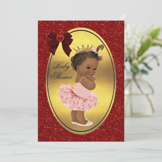 Ethnic Prinses Ballerina Fake Gold Foil Glitter Kaart (Staand voorkant)