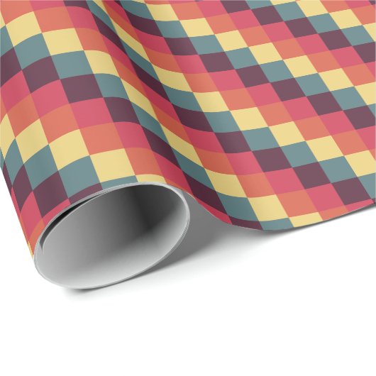 Ethnic Red Yellow Oranje Navajo Block Pattern Cadeaupapier (Rol Hoek)