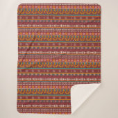  Ethnic Striped Throw Blanket in Burgundy  (Voorkant)