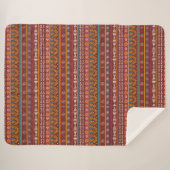  Ethnic Striped Throw Blanket in Burgundy  (Voorkant (horizontaal))