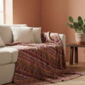 Ethnic Striped Throw Blanket in Burgundy