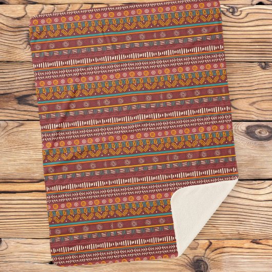 Ethnic Striped Throw Blanket in Burgundy