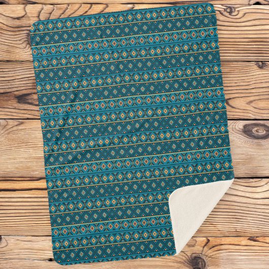 Ethnic Striped Throw Blanket in Ocean Blue