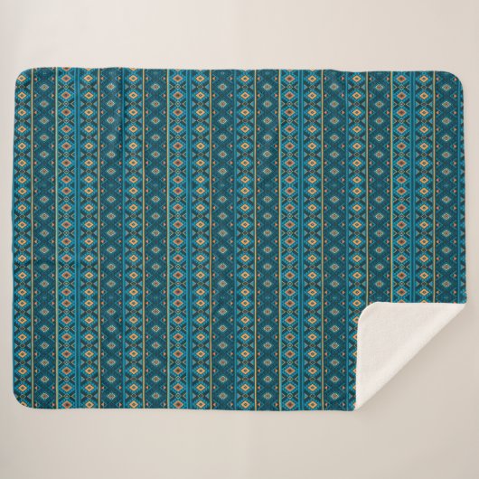 Ethnic Striped Throw Blanket in Ocean Blue (Voorkant (horizontaal))