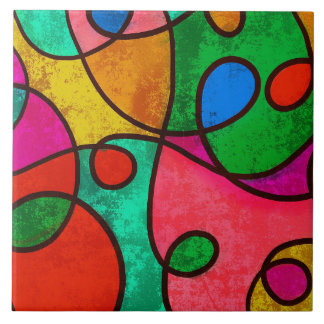 Ethnic Tribal African Multicolored Ceramic Tile Tegeltje