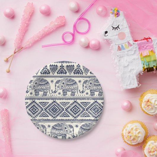 Ethnic Tribal Aztec Elephant Patroon Papieren Bordje (Feest)